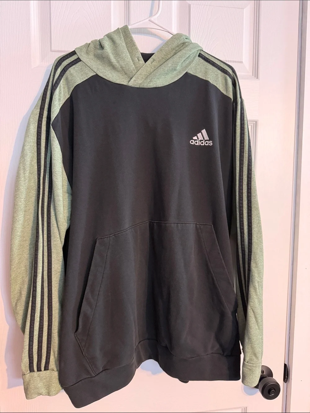 adidas Black and Sage Two-Tone Hooded Pullover